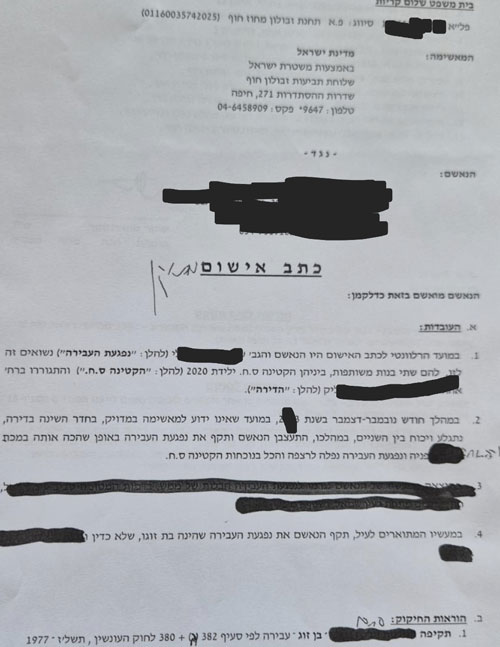 כך נראה כתב אישום לדוגמא